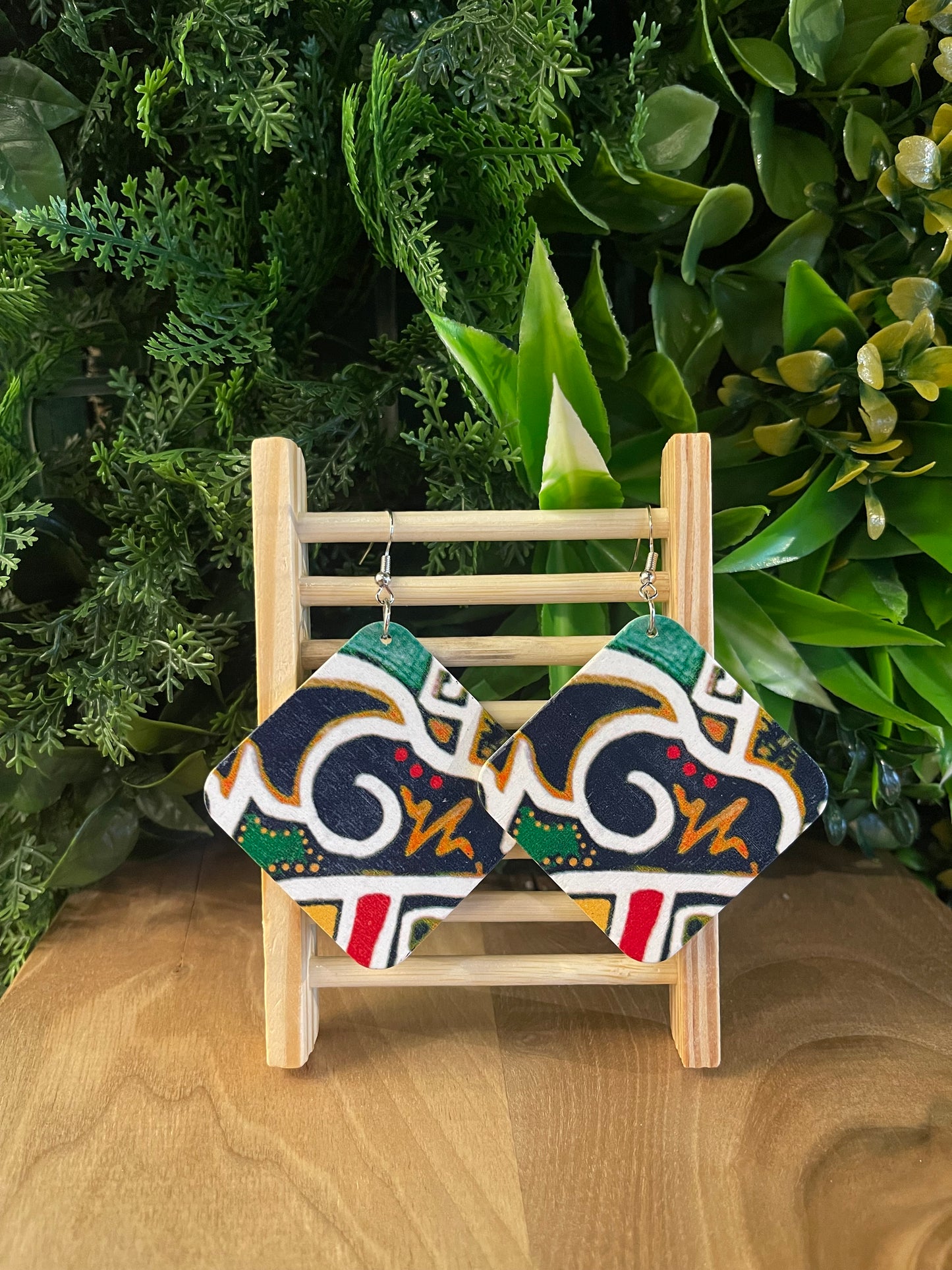 Kente Kwadraten Oorbellen